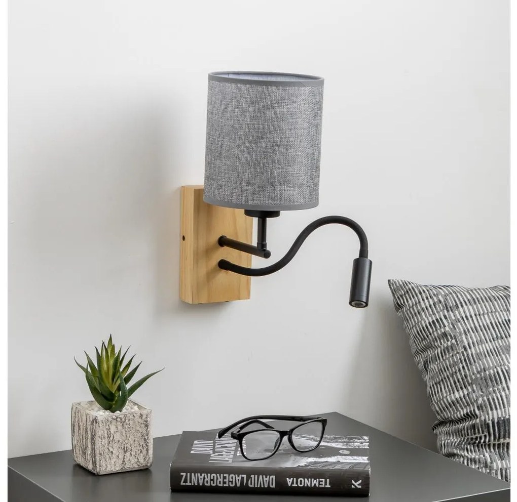 Brilagi - Applique a LED NUBILA WOOD 1xE27/25W/230V + LED/3W quercia/grigio