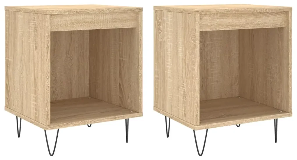 Comodini 2pz rovere sonoma 40x35x50 cm in legno multistrato