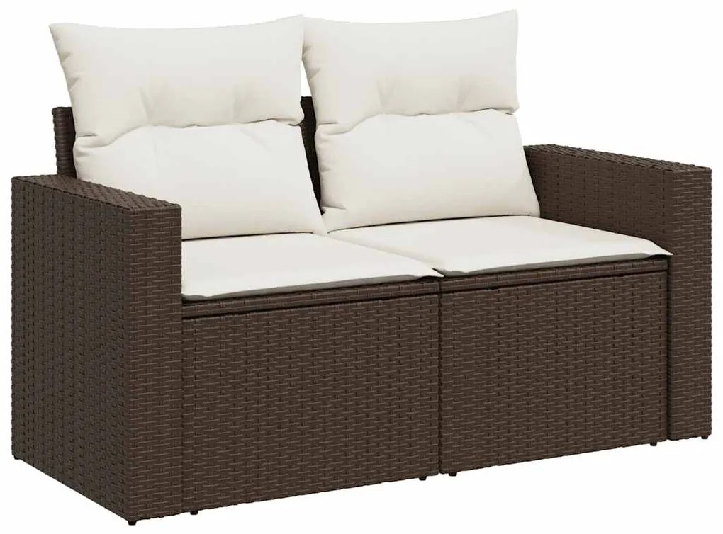 Set divano da giardino 6 pz con cuscini marrone in polyrattan