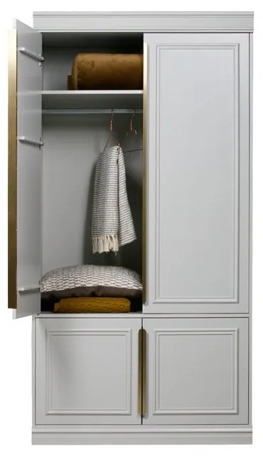 Armadio grigio chiaro in pino massiccio 110x215x62 cm Organize – WOOOD