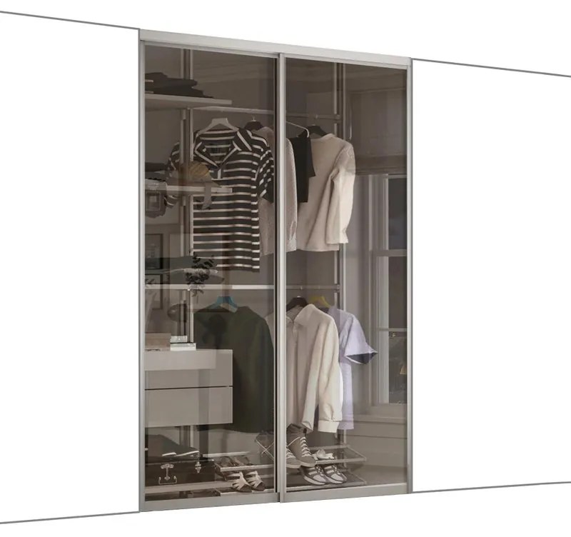 Kit anta scorrevole con binario Boston 2 ante trasparente L 120 x H 270 cm