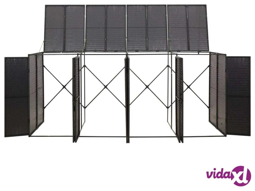 vidaXL Copribidone Quadruplo Nero 274x80x117 cm in Polyrattan