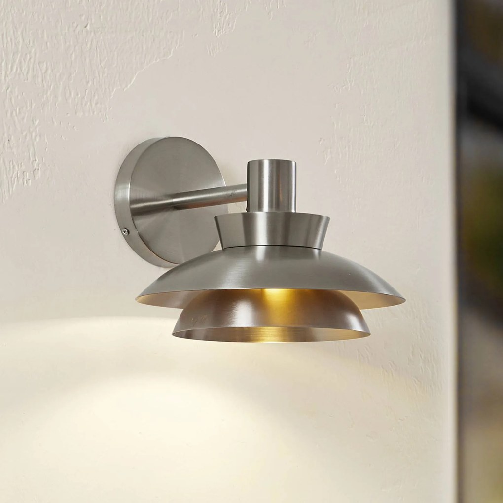 Lucande applique da esterno Thais, acciaio inox, Ø 25 cm Thais Lucande, dimmerabile, Alluminio / Grigio / Zincato, Acciaio Inox, Moderno