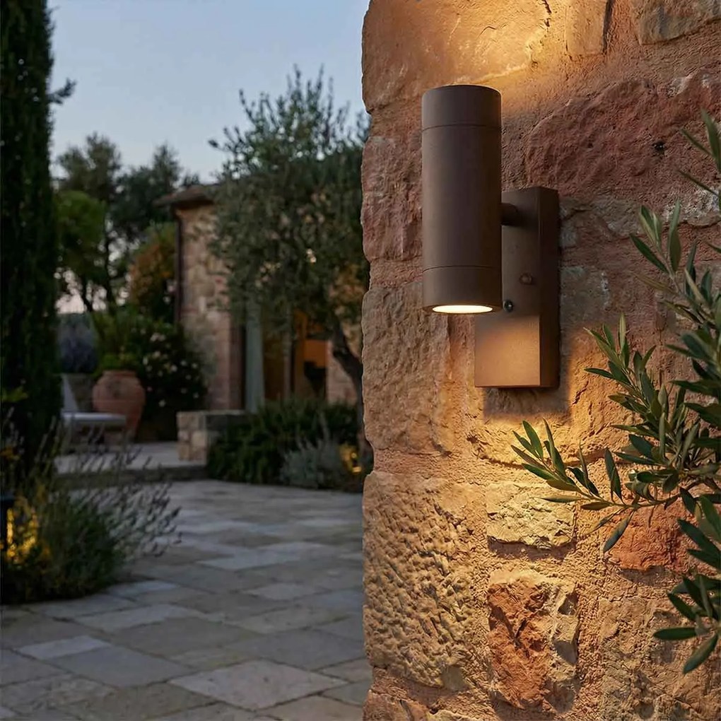 Applique Bidirezione GU10 con Sensore Crepuscolare IP65 - Corten