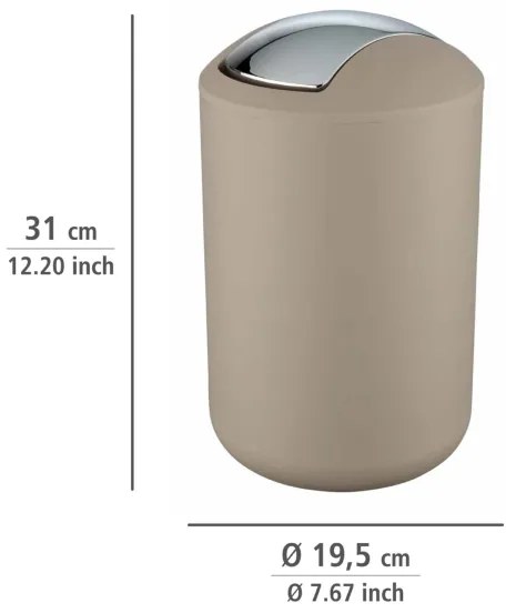 WENKO 21222100 - Cestino BRASIL 19,5x31 cm beige/lucido. cromo