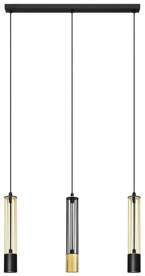 LED Lampadario su corda BARS 3xGU10/4,8W/230V nero/oro