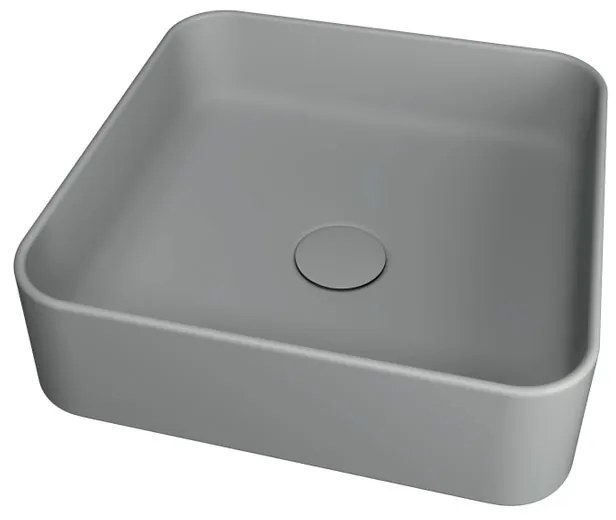 Lavabo da appoggio Smash OLYMPIA CERAMICA quadrato piletta non inclusa in ceramica L 40 x H 14 x P 20 cm grigio opaco piletta non inclusa