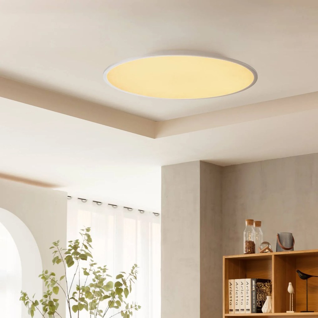 Plafoniera a LED Narima Lindby, dimmerabile, Bianco / Opale, Cucina, Plastica, Moderno, Plafoniera LED