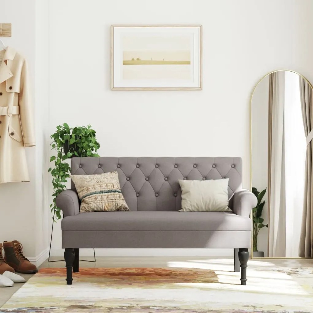 Panca Con Schienale Tortora 120x62x75,5 Cm İn Tessuto /