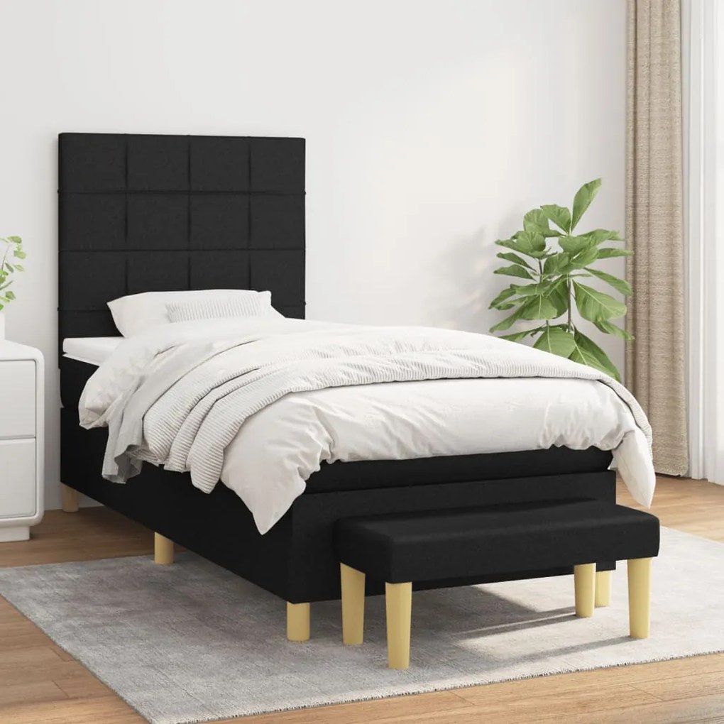 Giroletto A Molle Con Materasso Nero 100x200 Cm İn Tessuto /