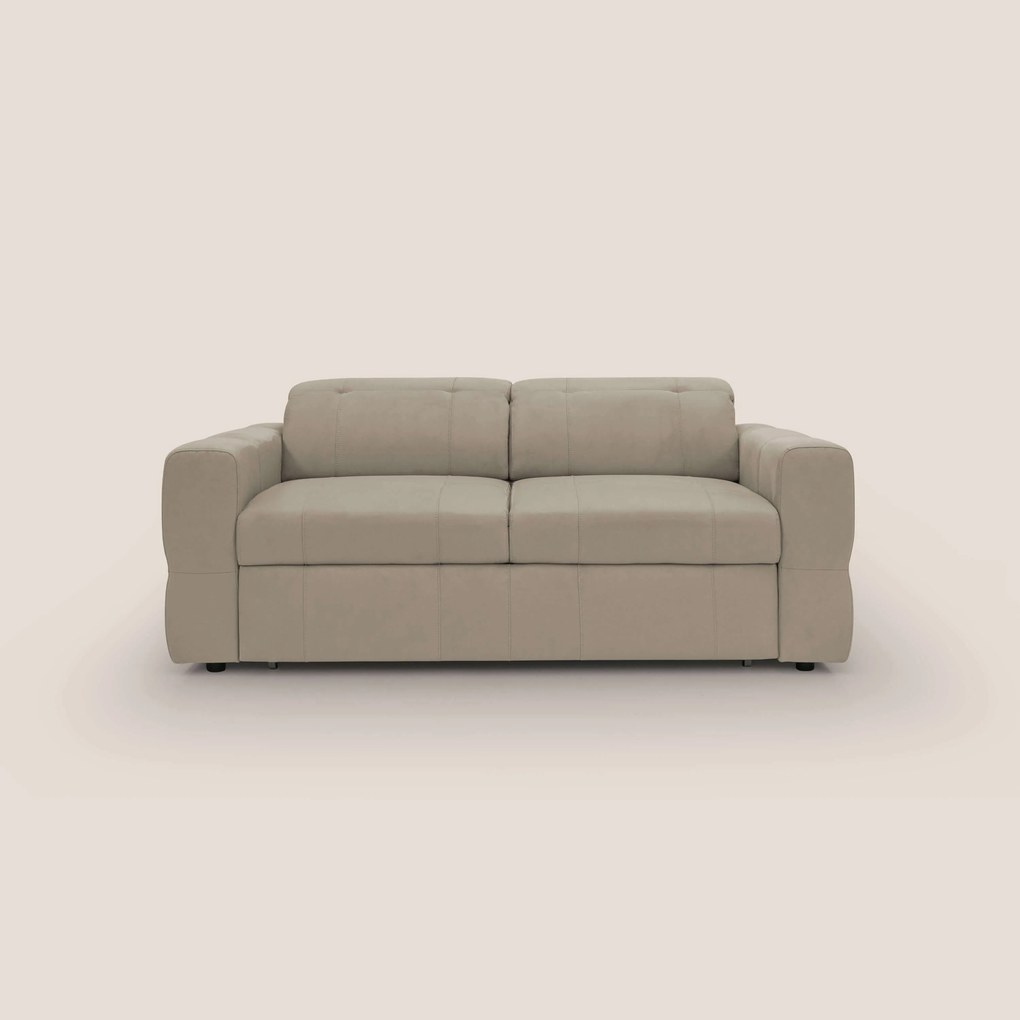 Kronos Divano con pouf estraibile poggiapiedi e poggiatesta reclinabili in morbida microfibra impermeabile T11 tortora