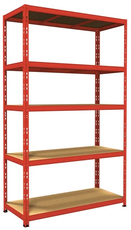 Scaffale in kit 5 ripiani Pokerino L 120 x P 50 x H 200 cm rosso, portata per ripiano 250 kg
