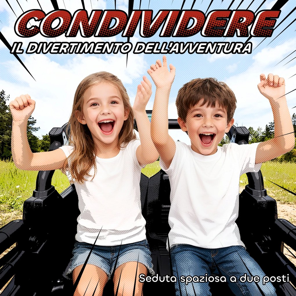 Macchina Elettrica per Bambini 3-8 Anni 24V Fuoristrada a 2 Posti Doppio Motore Telecomando e Soft Start Arancione...