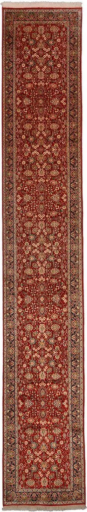 Cashmere Silk Tappeto 80 x 460 Rosso (Indian) Annodato A Mano