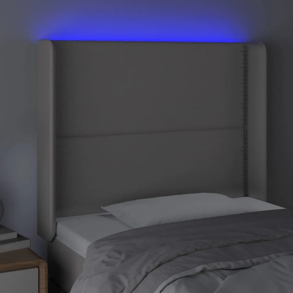 Testiera a led grigio 103x16x118/128cm in similpelle