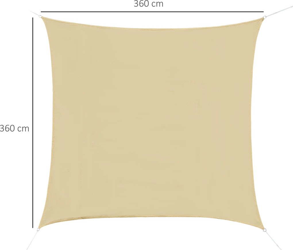 Tenda Vela da Giardino Quadrata 3,6x3,6 m Beige...