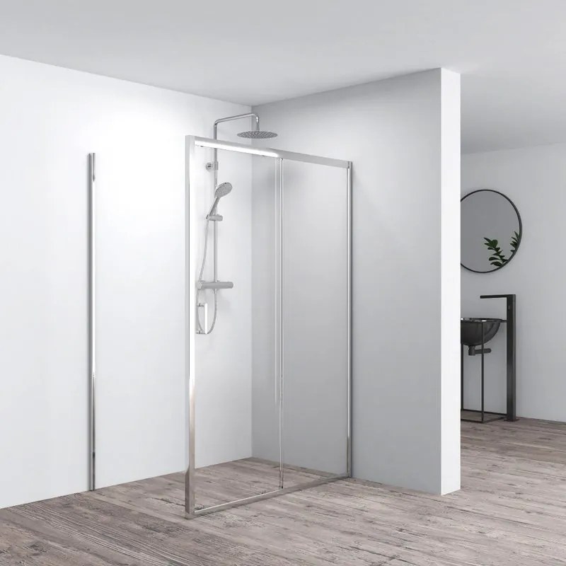 Box doccia con ingresso frontale scorrevole L 120 x H 190 cm vetro senza finitura / trasparente profilo cromato