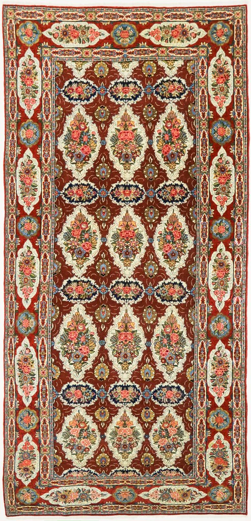 Ghom Tappeto 370 x 180 Rosso (Iran) Annodato A Mano