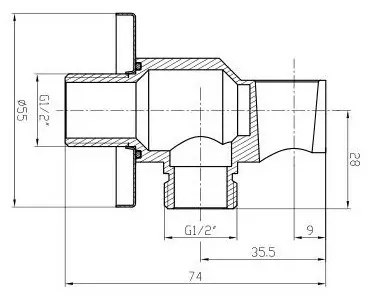 Presa acqua con supporto per doccetta in ottone cromo design tondo