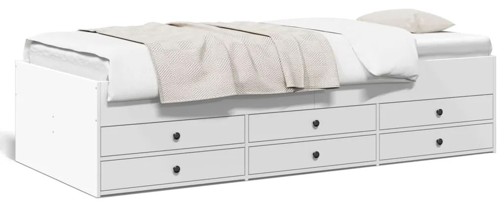 Divano Letto Con Cassetti Senza Materasso Bianco 75x190 Cm /