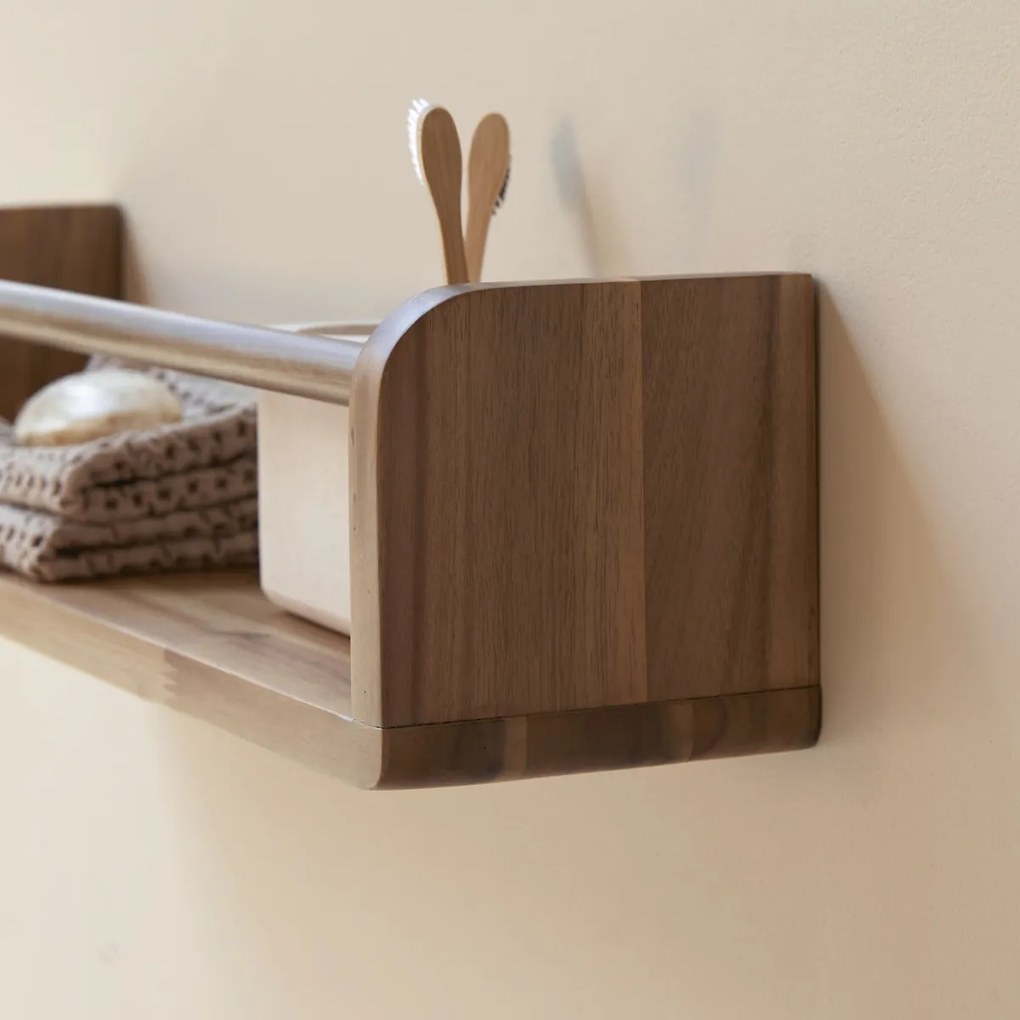 Tikamoon - Mensola da parete per il bagno in legno massello di acacia Lila 60