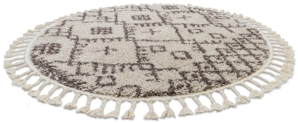 Tappeto BERBER TANGER B5940 cerchio crema / marrone Frange berbero marocchino shaggy