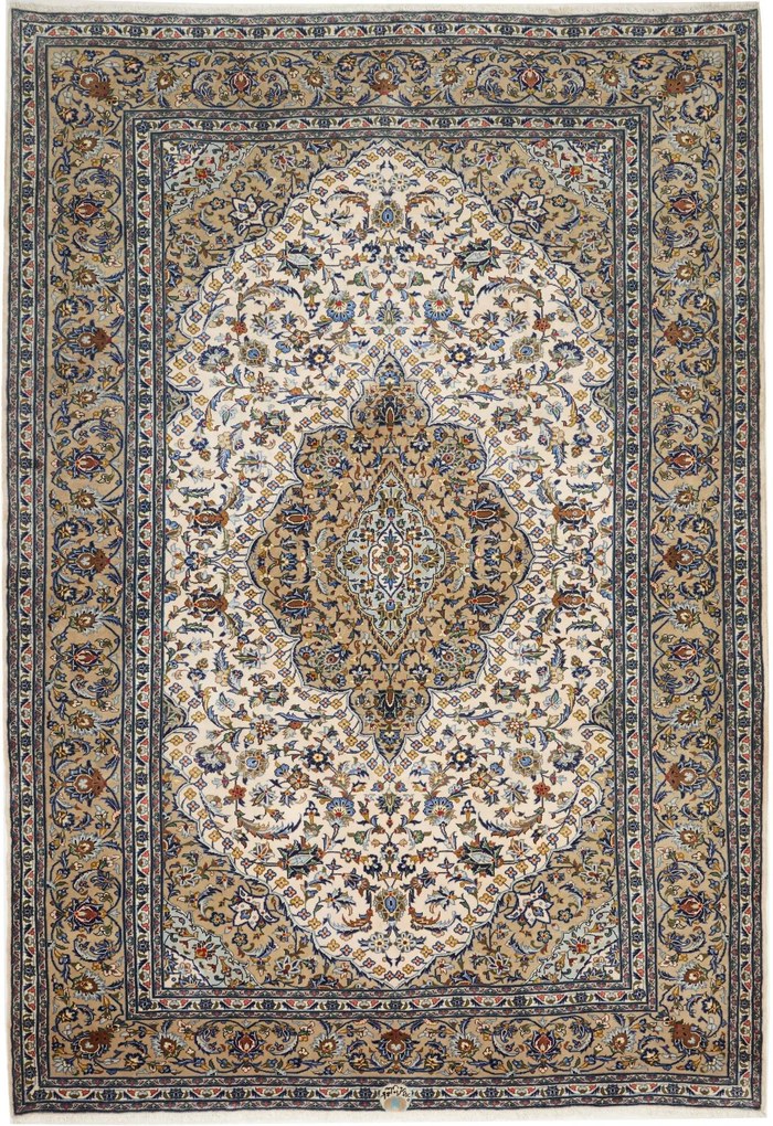 Kashan Tappeto 300x210 Beige (Iran) Annodato A Mano