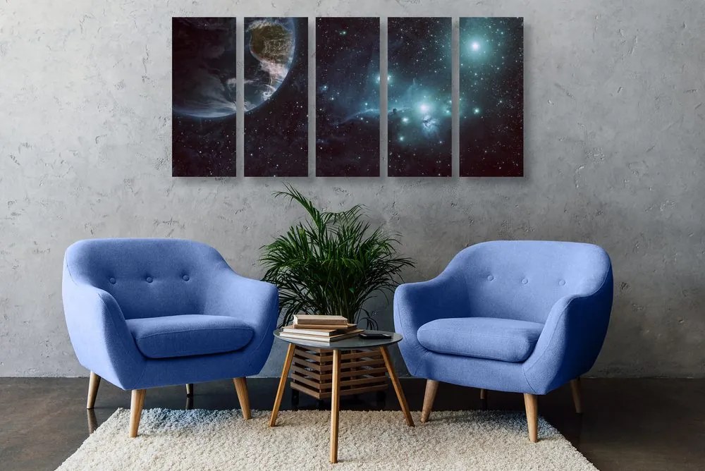 Quadri 5 pezzi – Pianeta nello spazio