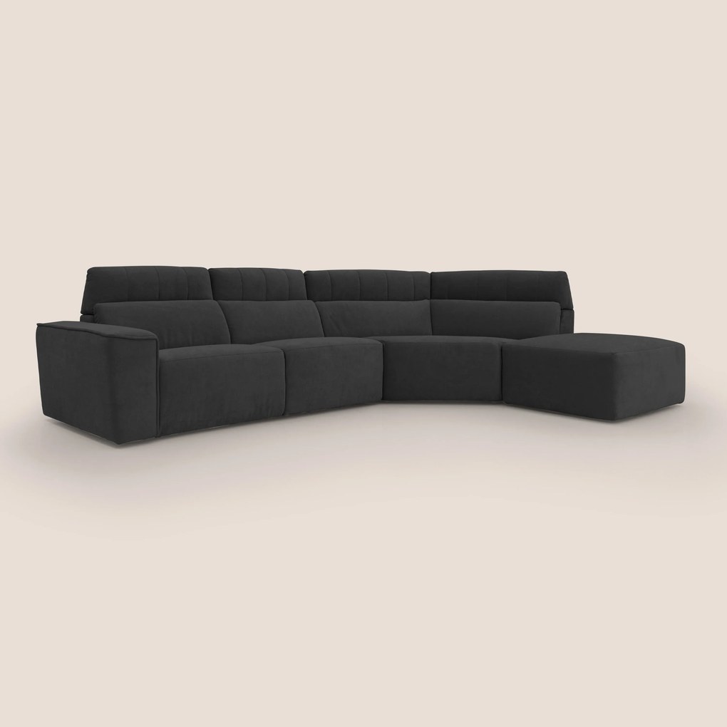 Clark Divano angolare con opzione relax elettrico in tessuto smacchiabile impermeabile T17 nero