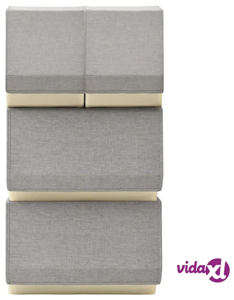 vidaXL Scatole Portaoggetti Impilabili Set 4pz Tessuto Grigio e Crema