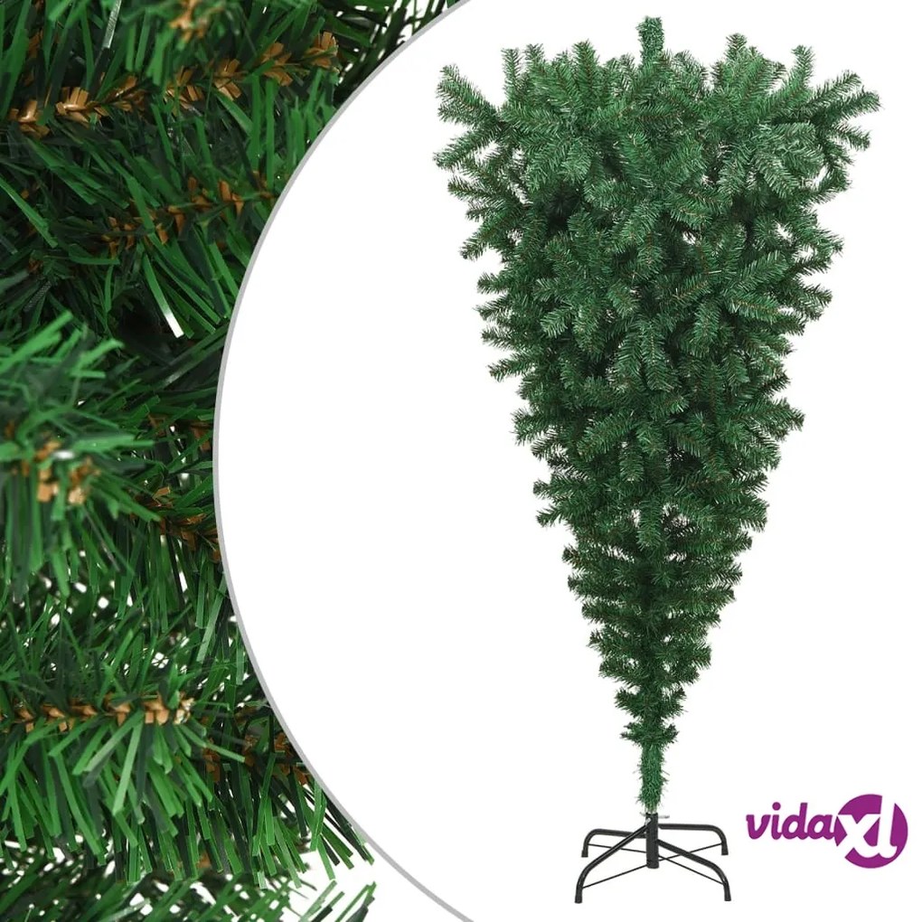 vidaXL Albero di Natale Artificiale Capovolto con Supporto Verde 180 cm PVC