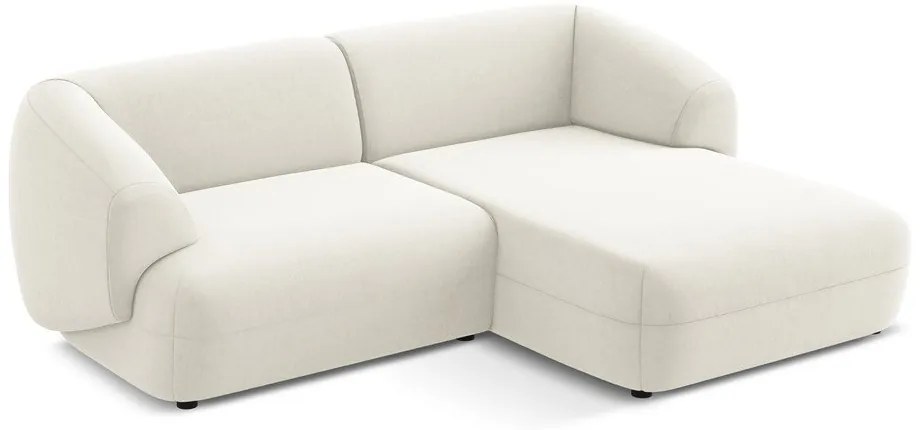 Divano angolare bianco (con penisola a destra) con rivestimento in velluto Moana – Makamii