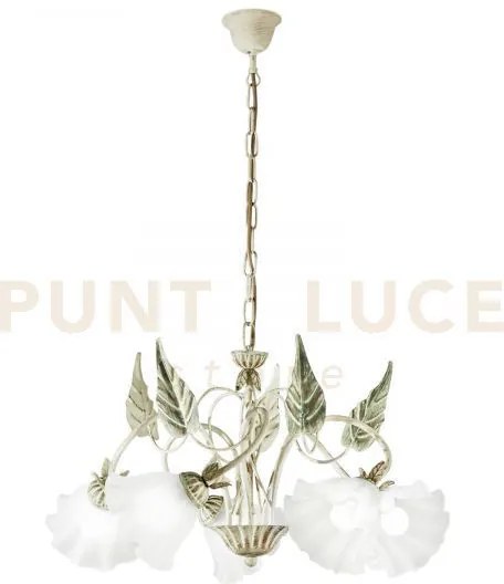 Lampadario isotta avorio 5 luci attacco e14 62x100cm in metallo con...