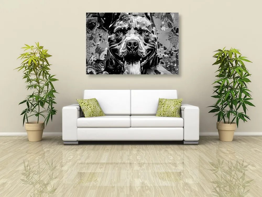Quadro su tela – Illustrazione di cane in bianco e nero