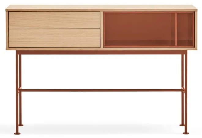 Consolle rosso mattone con impiallacciatura in rovere Yoko - Teulat