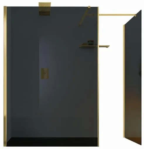 Walk-in wens L 68 x H 200 cm, vetro 6 mm fumé dorato