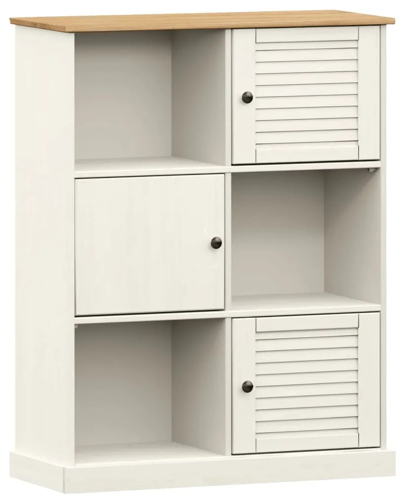 Libreria vigo 90x35x114,5 cm in legno massello di pino bianco