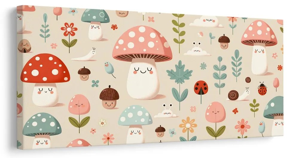 Quadro su tela – Favola del bosco con funghetti