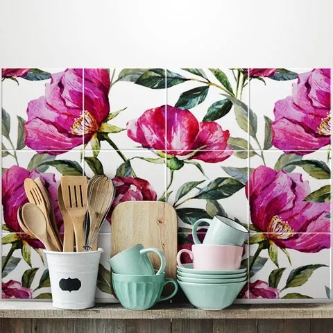 Pink flowers | Adesivi per piastrelle