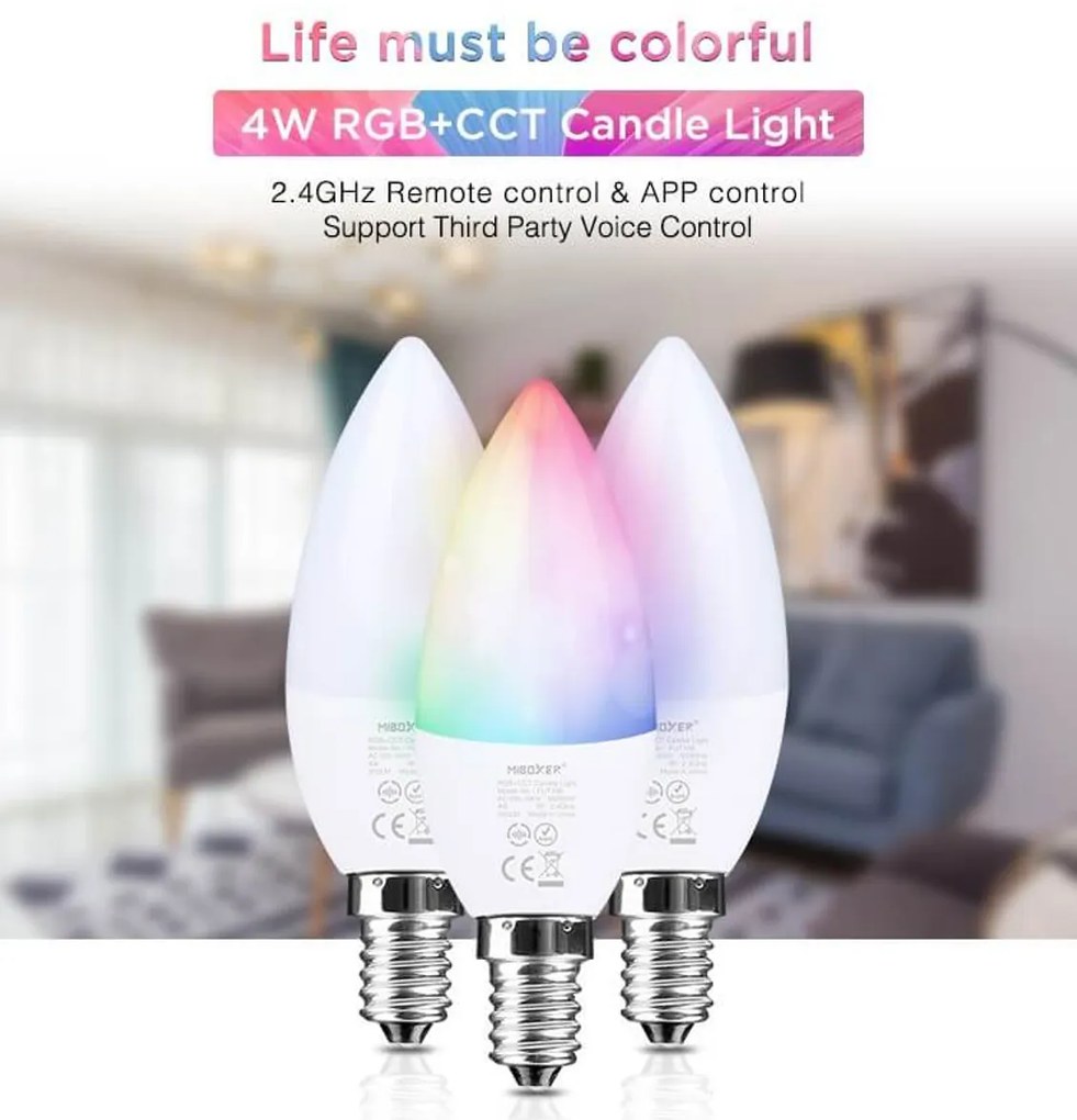 Lampadina LED E14 4W RGB+CCT Dimmerabile Colore RGB+CCT