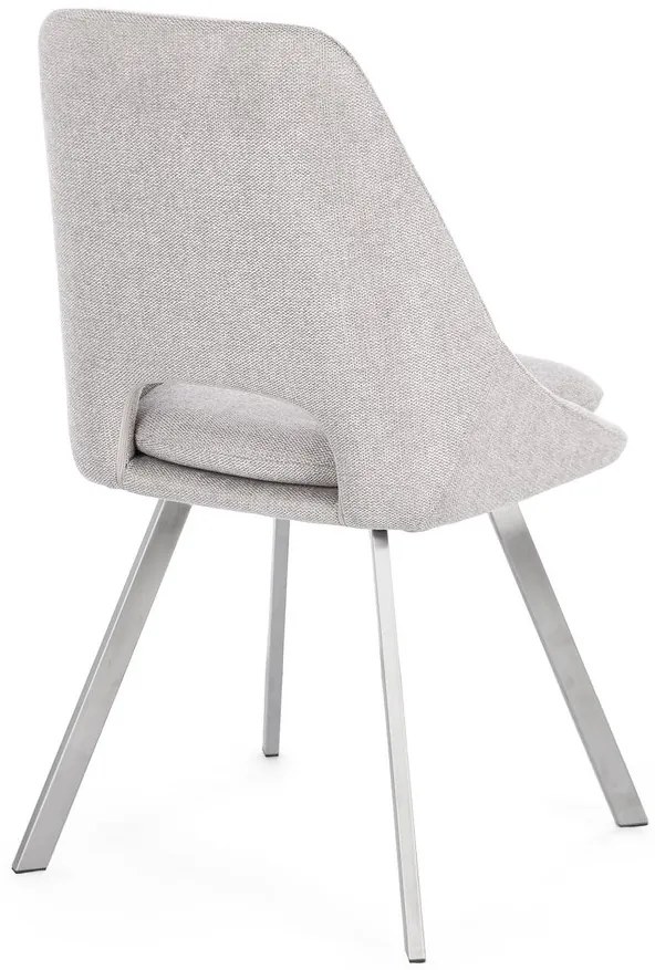 Set di 2 sedie KASHAR in tessuto grigio chiaro e gambe acciaio