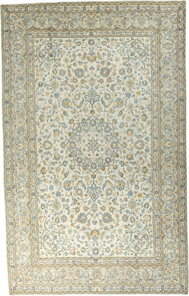 Kashan Tappeto 490x300 Beige (Iran) Annodato A Mano