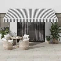 Tenda da Sole Retrattile Manuale Antracite e Bianco 400x300 cm 3216035