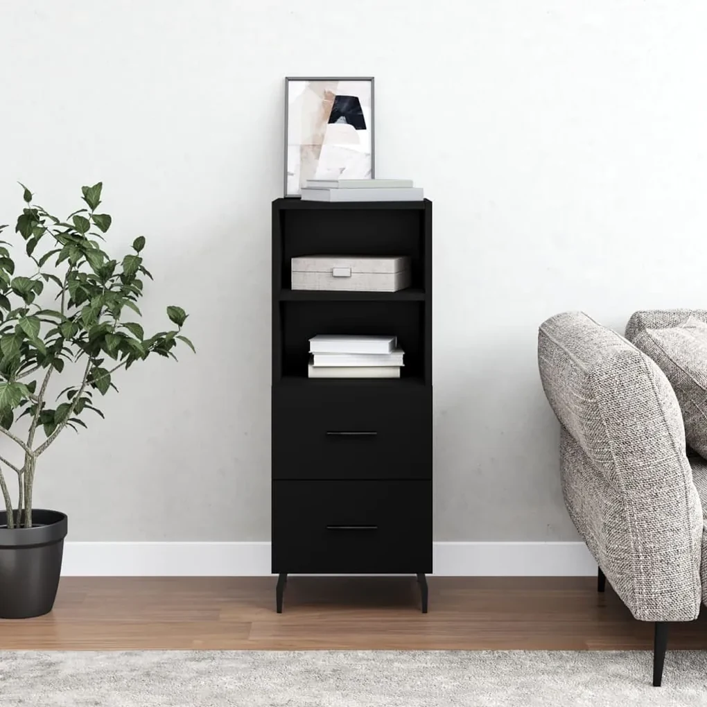 Credenza nero 34,5x34x90 cm in legno multistrato