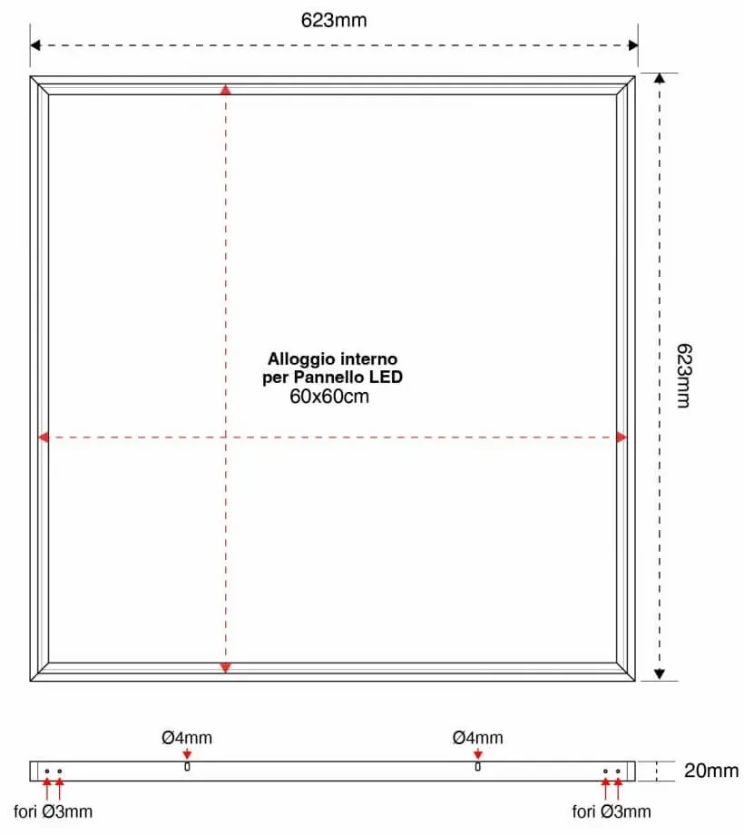 Pannello LED Telaio 60x60 Cm - Cornice Per Incasso A Soffitto O Parete, Bianco - Foto 9