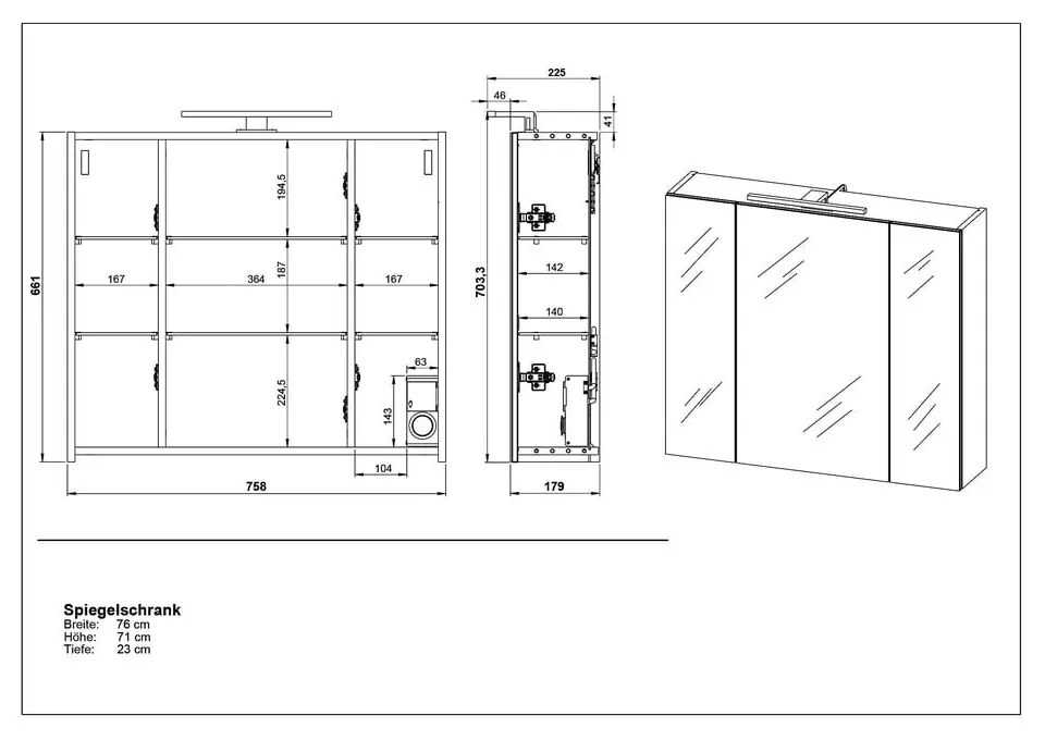 Mobile bagno bianco con specchio 76x71 cm - Germania