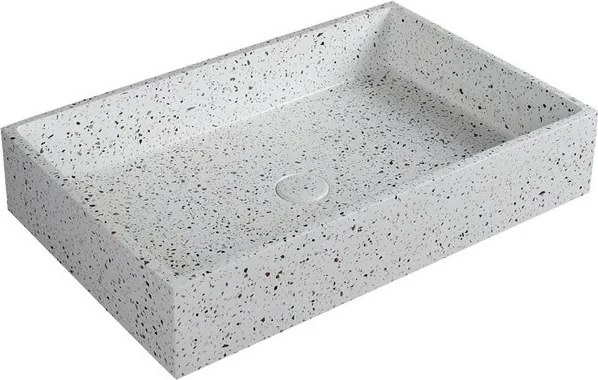 Lavabo da appoggio rettangolare con finitura terrazzo stracciatella | KTERD-600STR - KAMALU