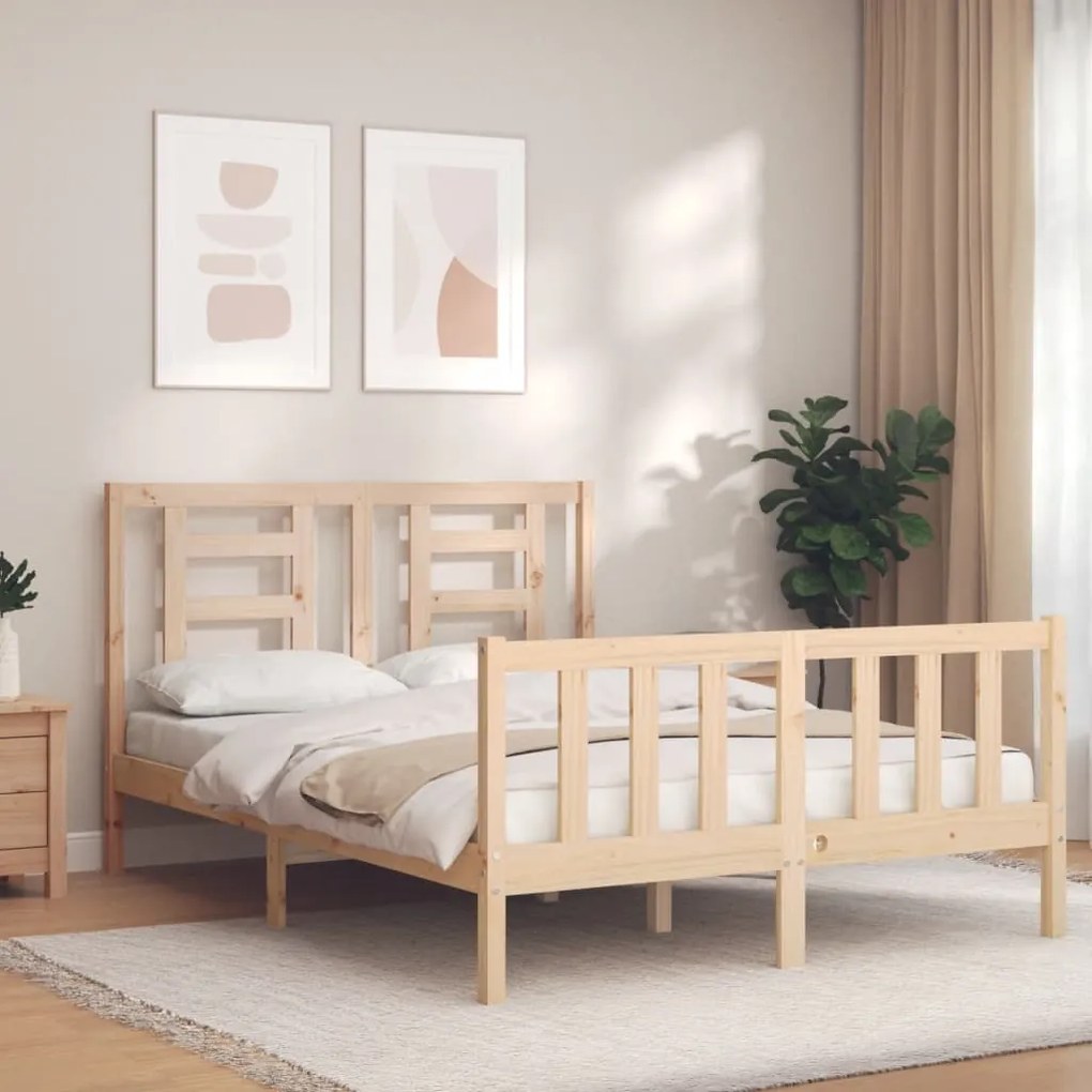Letto Senza Materasso 140x190 Cm İn Legno Massello Di Pino /