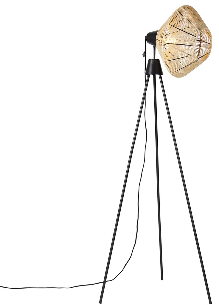 Lampada da terra rustica treppiede corda - Jenthe