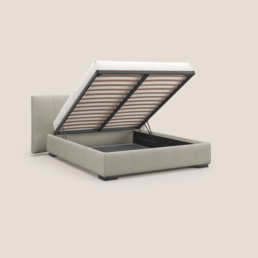 Omero letto imbottito contenitore sfoderabile in tessuto fiammato impermeabile T14 tortora
